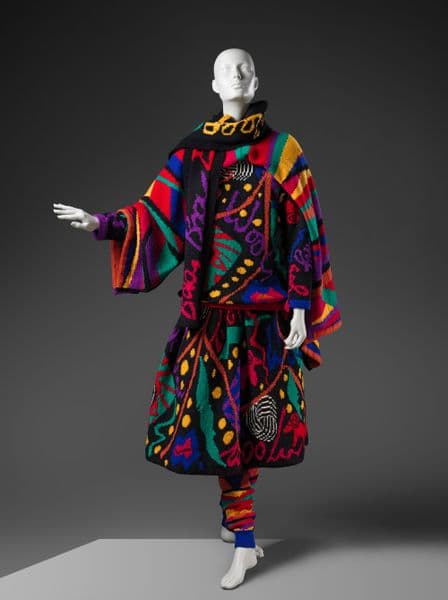 Black and colourful wool outfit.
