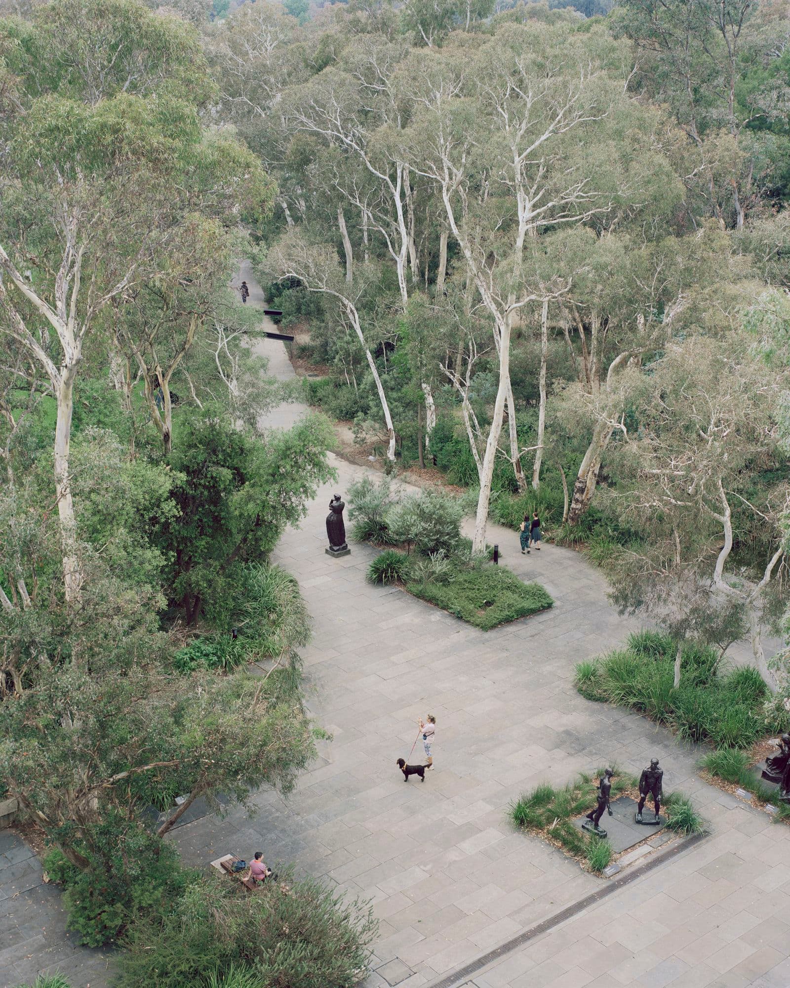 High angle view of sculpture garden at the National Gallery