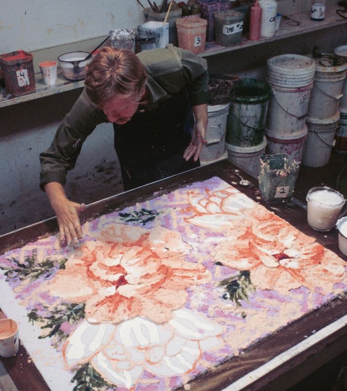 Robert Zakanitch applying paper pulp freehand to 'Hussy’