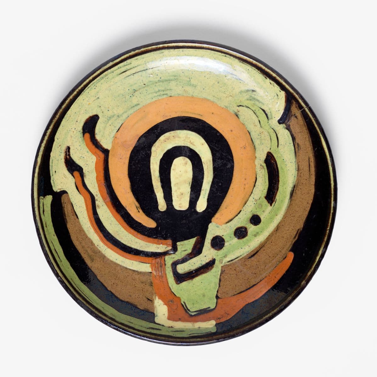 A painted ceramic plate.