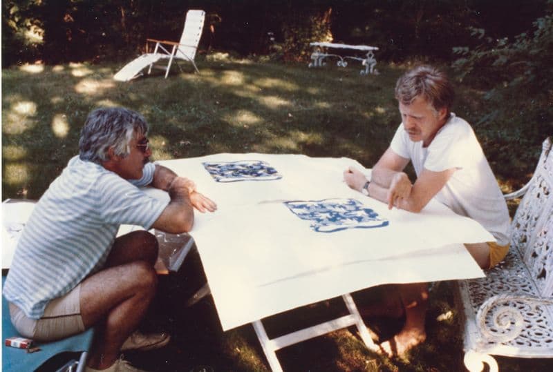 Kenneth Tyler and Robert Zakanitch discussing designs for the 'Paper Pulp'