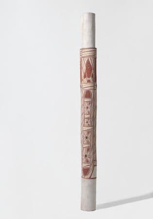 Traditional First Nations burial pole with moon fish, sea urchins and a barracuda-like top protuberance
