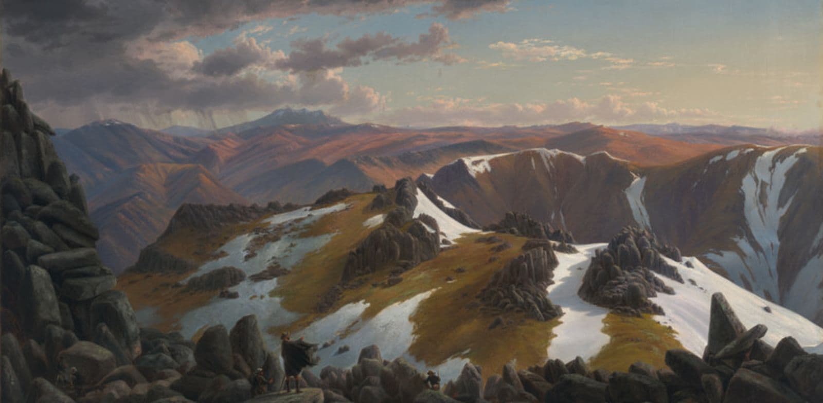 A painting of the view from Mount Townsend looking towards Mount Jagungal