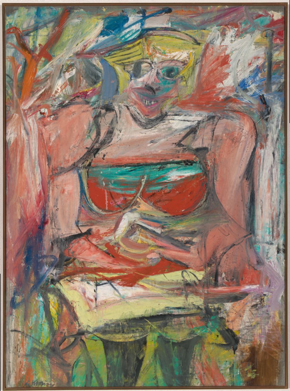 A painting of a woman rendered in hurried brushstrokes.