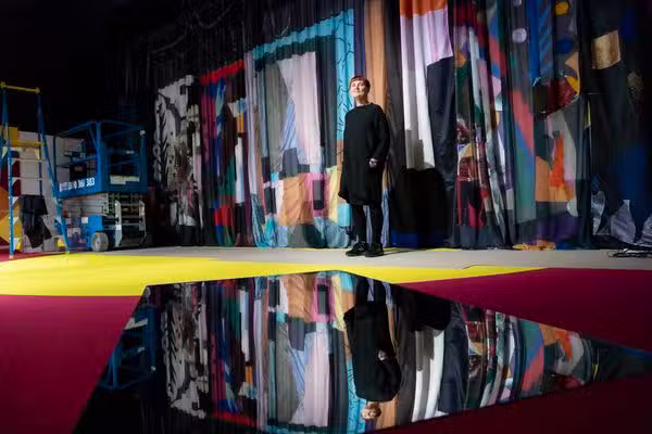 A picture of a woman in an art installation