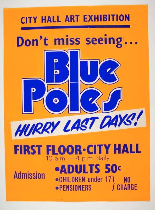 Photograph of poster referencing Blue Poles exhibition