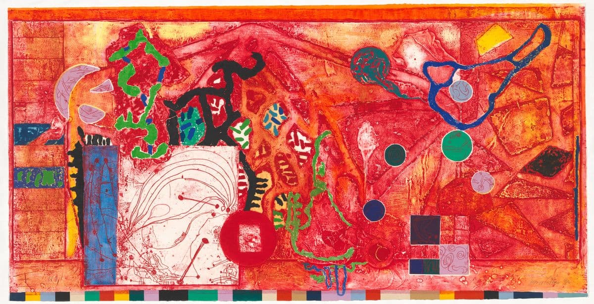 Abstract work of multicoloured shapes and forms