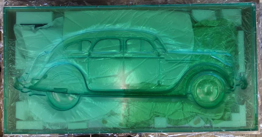 Colour photograph of the inside of the relief when it was removed from the strainer during treatment