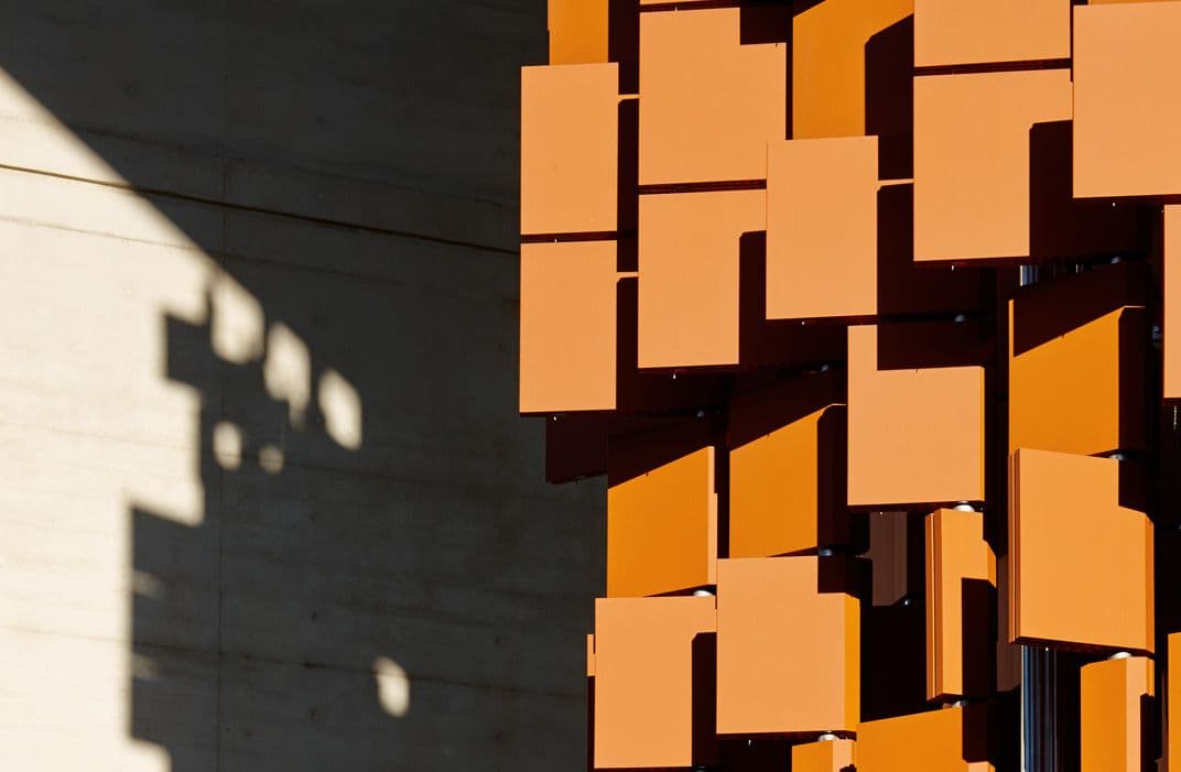 Exterior detailed shot of brown building