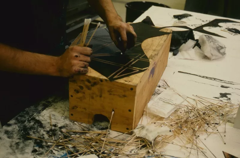 Q-tips used to remove ink from an intaglio plate