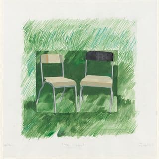 A drawing of two chairs.