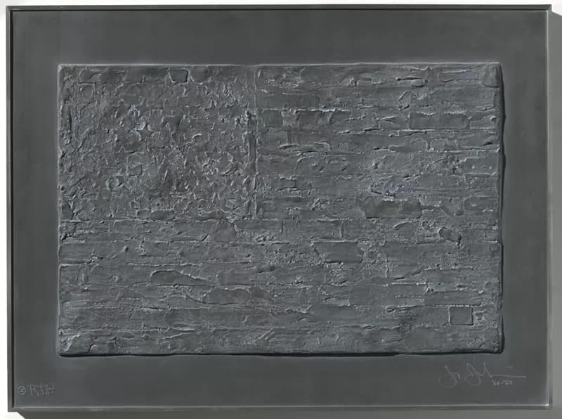 Black relief of abstracted American flag