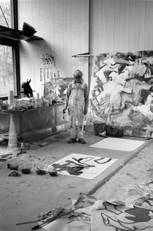 The artist Willem de Kooning, clearly struggling with an aesthetic problem, 1971