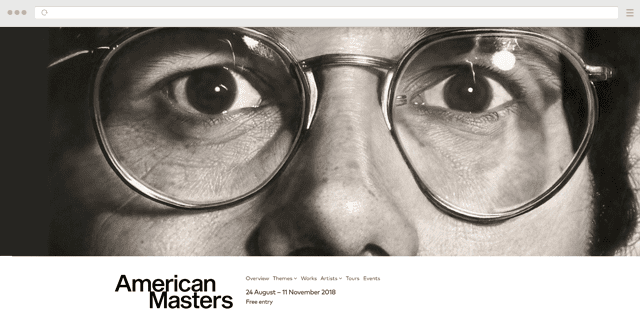 Screenshot of American Masters Exhibition web page