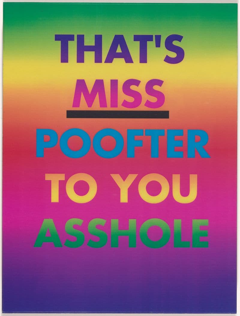 Rainbow print reading That's MISS Poofter to you asshole