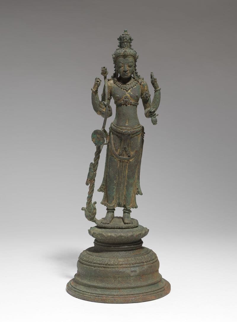 A bronze sculpture of a Cambodian deity