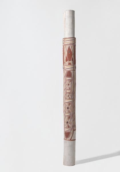 Traditional First Nations burial pole with moon fish, sea urchins and a barracuda-like top protuberance
