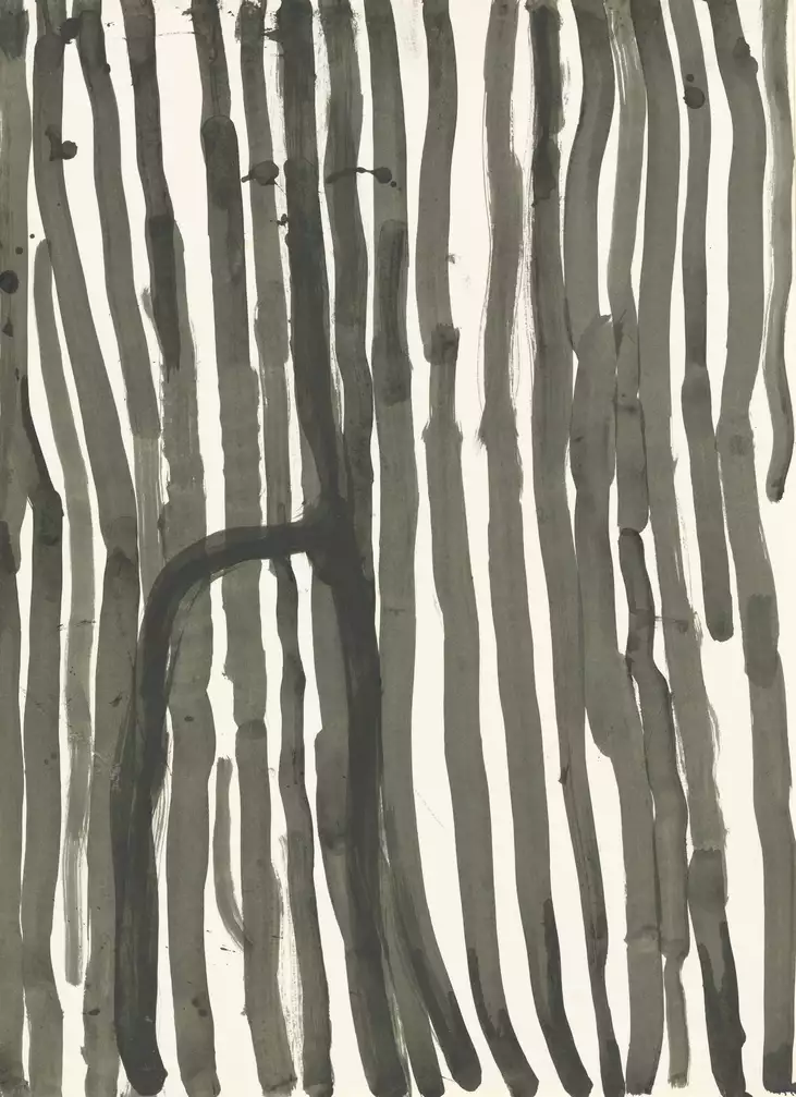 A painting of black stripes on a white page