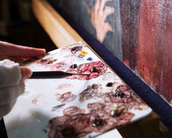 Close up photograph of painting palette.