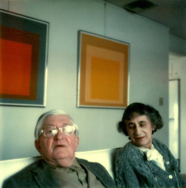 Josef and Anni Albers pose for a polaroid photograph.
