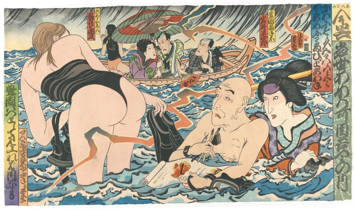 Masami Teraoka's ‘Kunisada eclipsed’ print