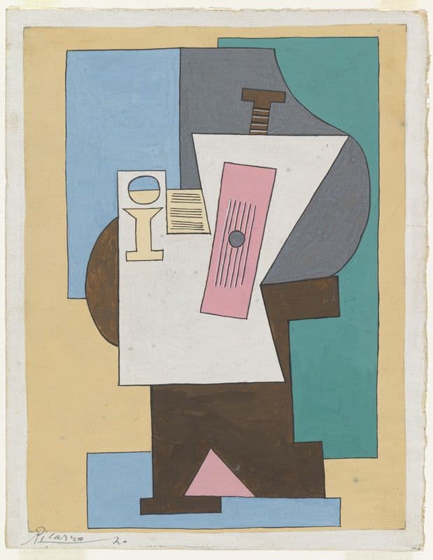An abstract painting of a guitar
