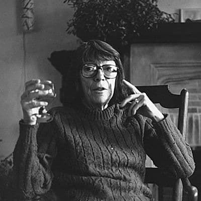Black and white photograph of Joan Mitchell