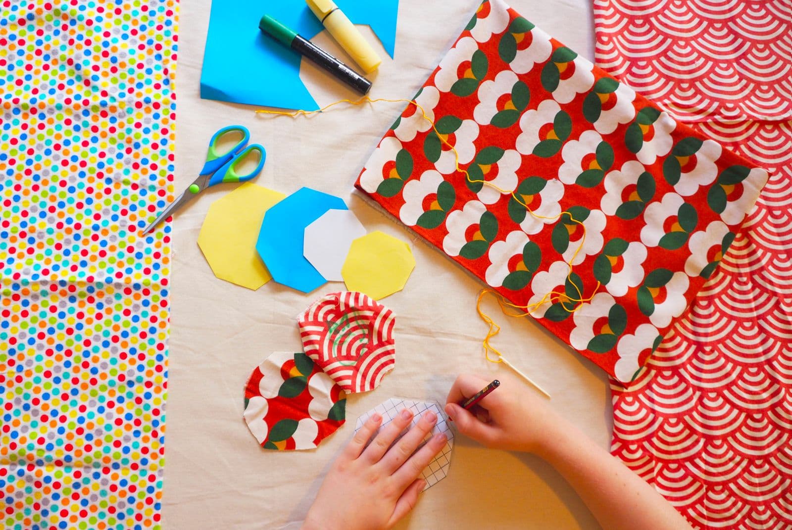 child making with textiles