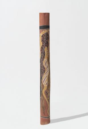 Ochre pole with painted yellow, ochre and white pythons