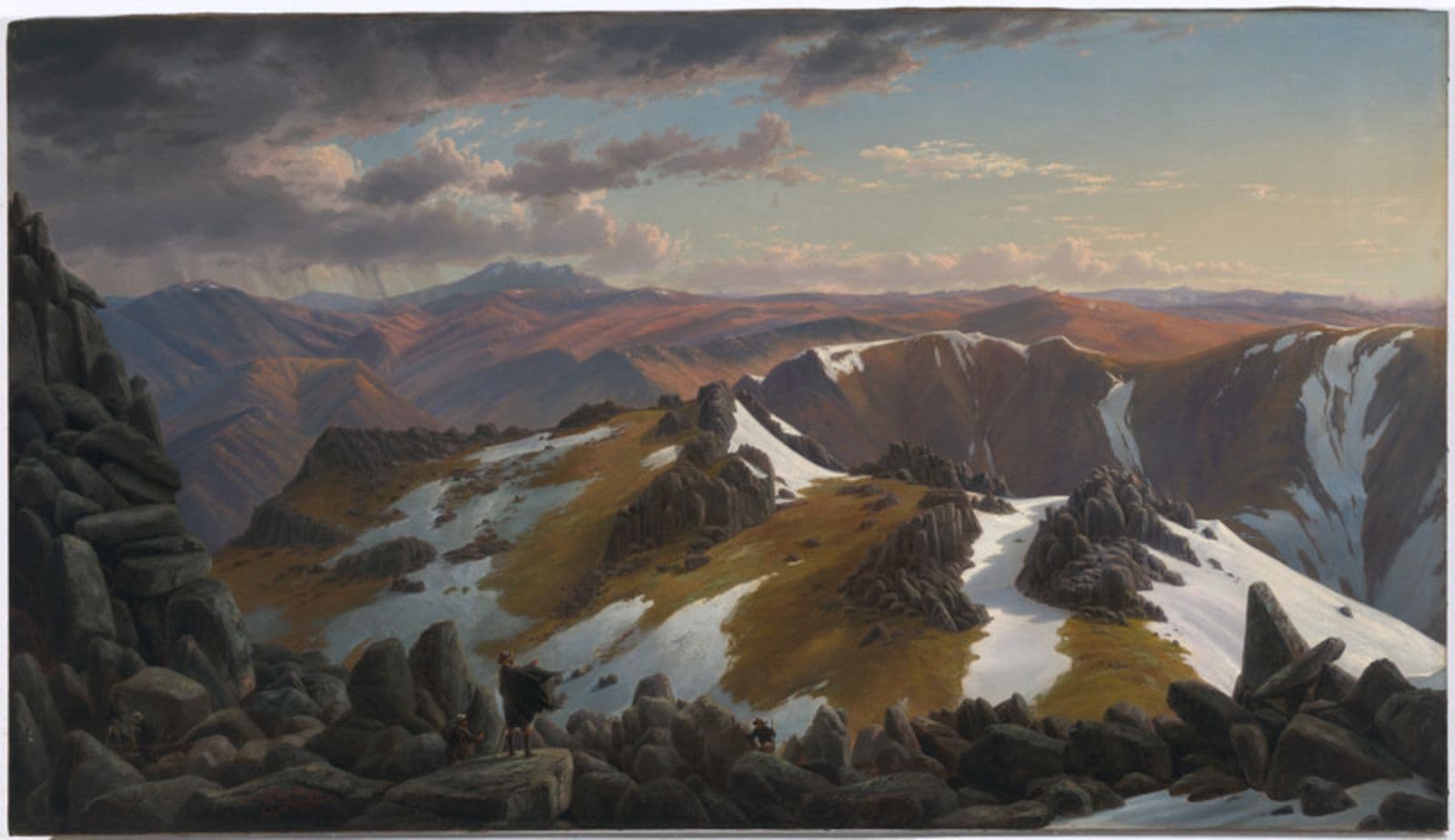 A painting of the view from Mount Townsend looking towards Mount Jagungal