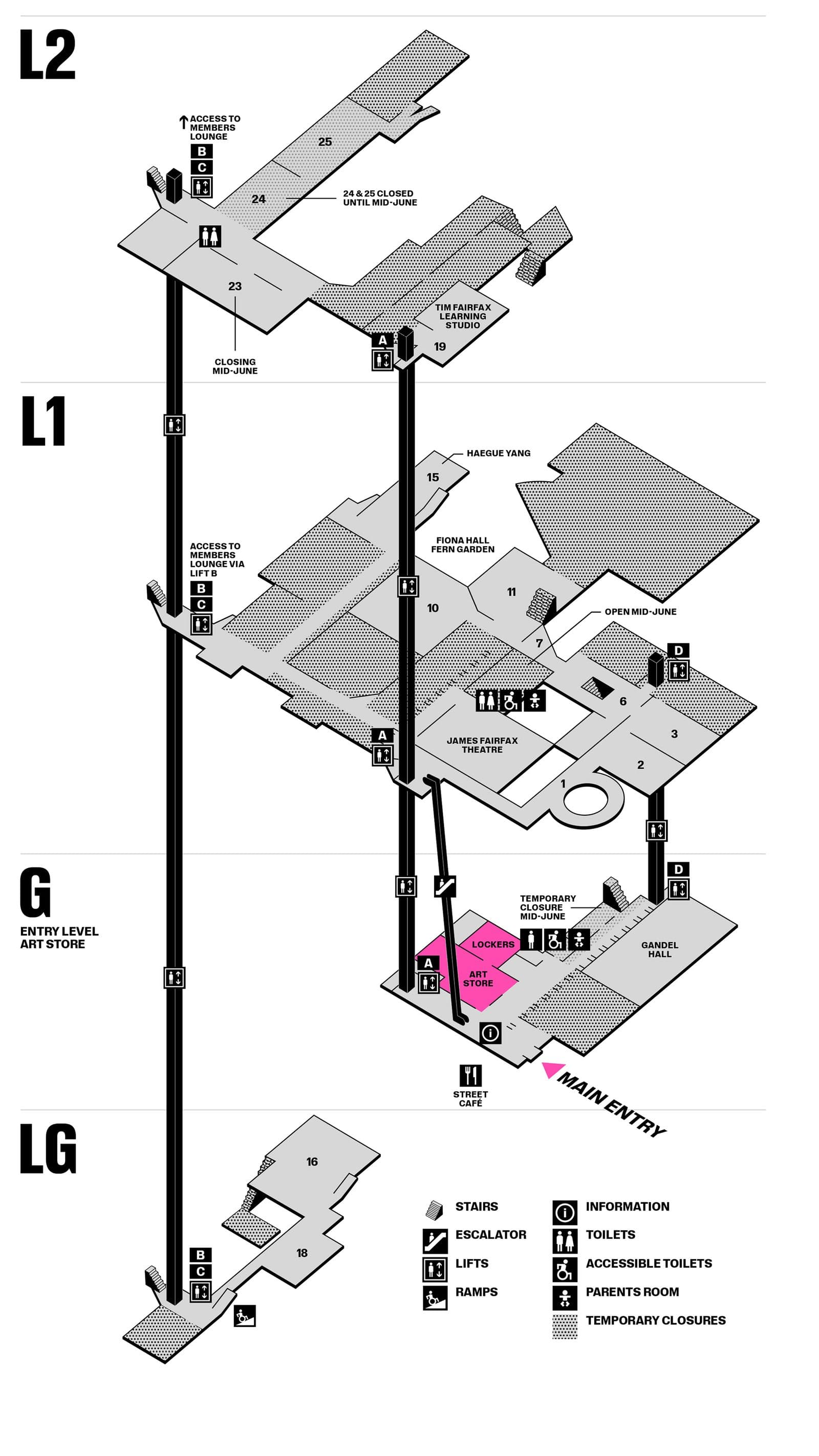 Black and white map of the Gallery