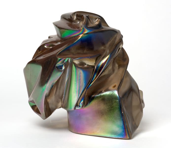 An iridescent small sculpture