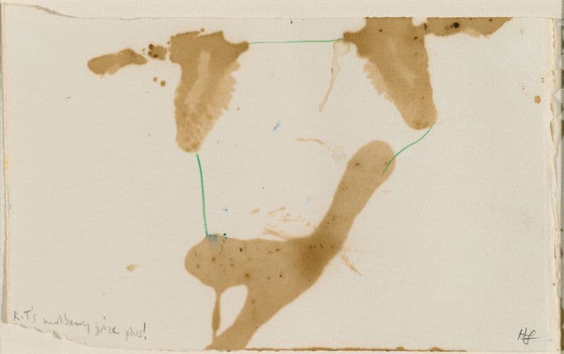 An artwork made from mulberry juice stains on paper