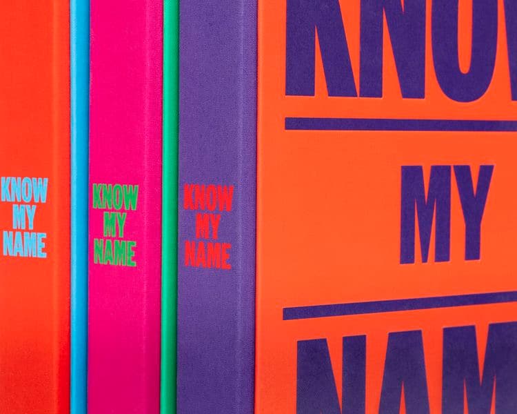 Detail photo of open page of the Know My Name book