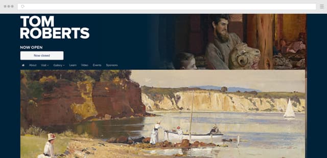 Screenshot of Tom Roberts Exhibition web page