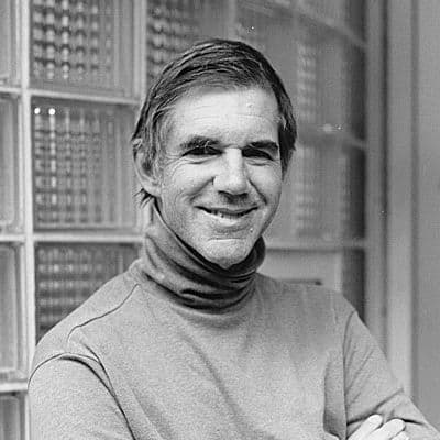 Black and white portrait photo of Sam Posey