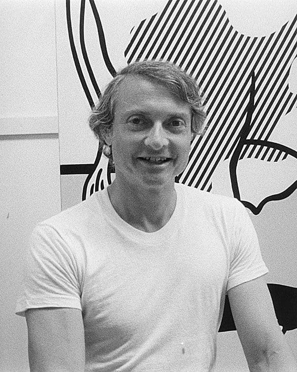 Black and white photograph of Roy Lichtenstein
