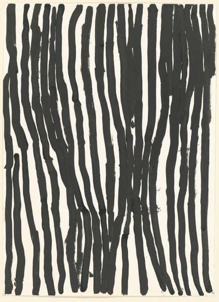 A painting with black lines on white paper.