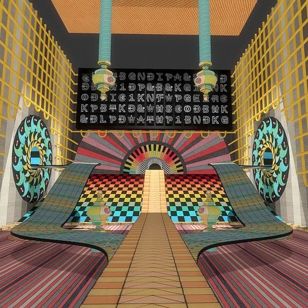 Futuristic staircase digital world