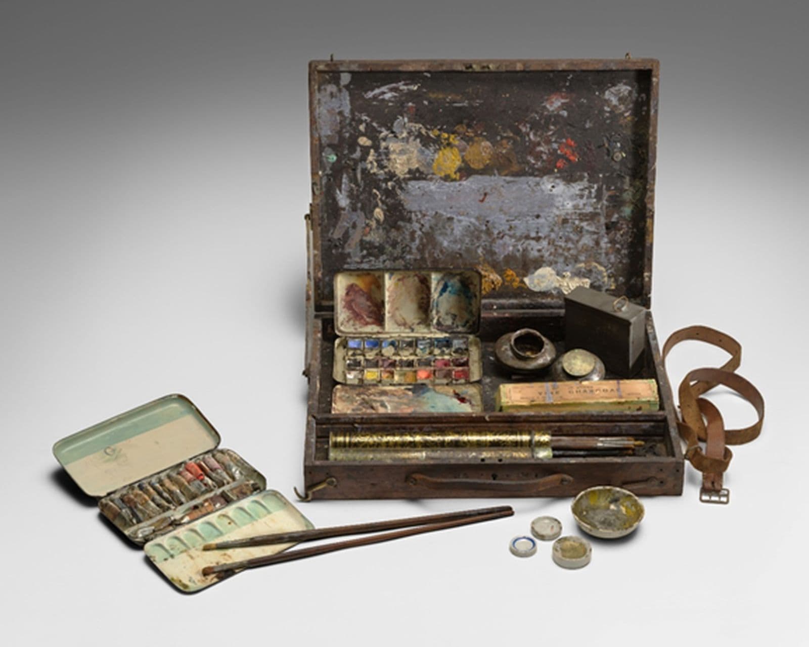 A wooden paintbox