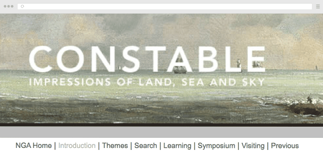 Screenshot of John Constable Impressions of Land Sea and Sky Exhibition web page