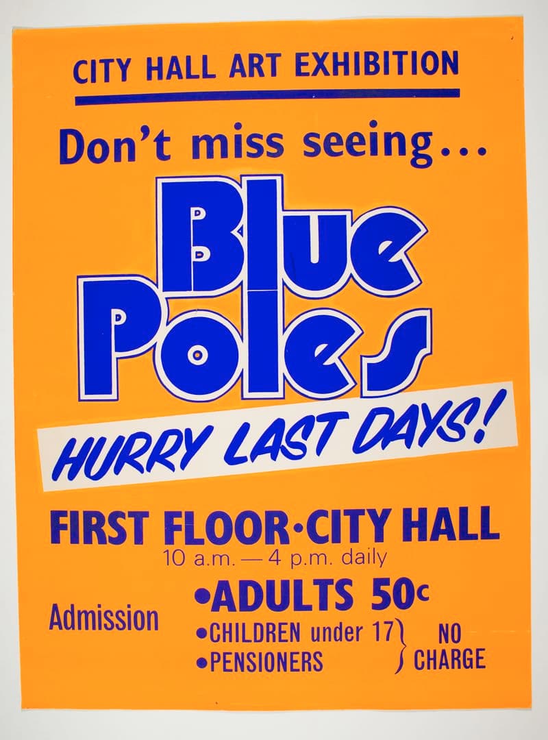 Photograph of poster referencing Blue Poles exhibition
