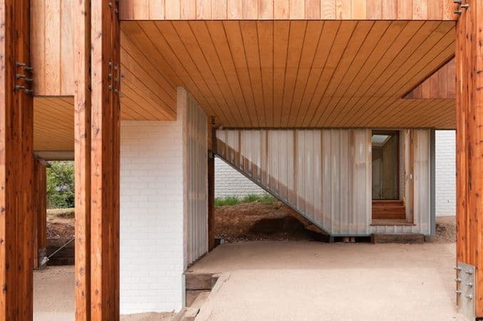 Photograph of wooden building exterior
