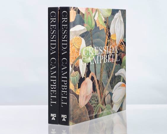 Colour photo of the Cressida Campbell Catalogue cover and spine
