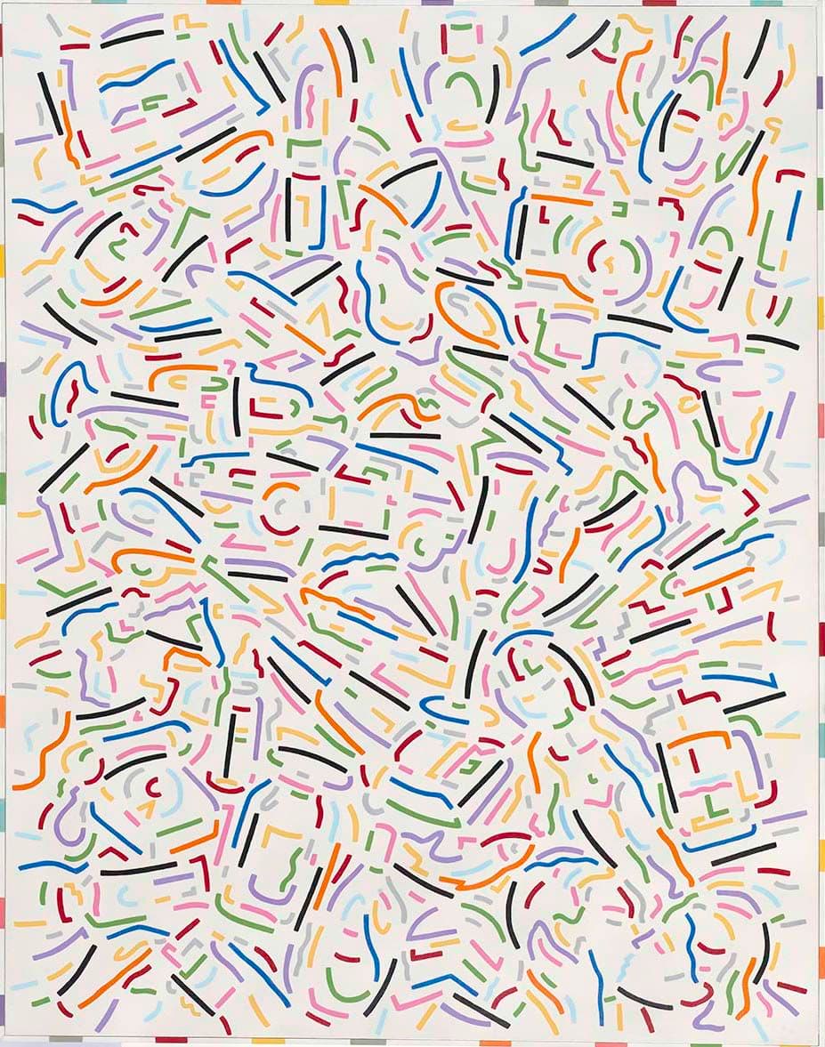 A white background with coloured lines across it.