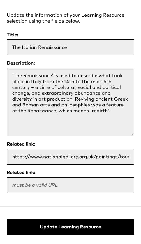 screen capture showing a web page with editable text fields