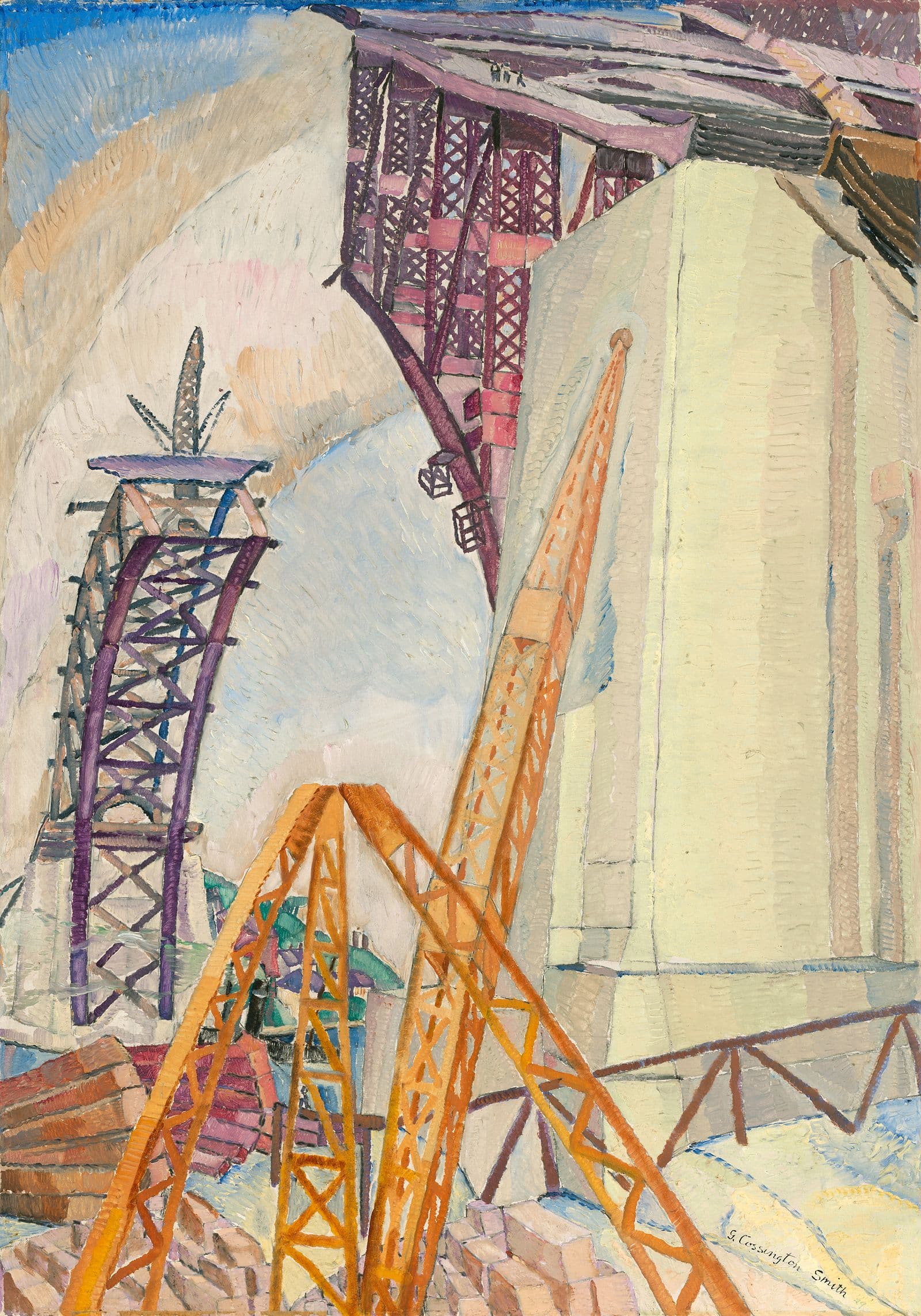 Abstract depiction of the construction of the Harbour Bridge in Sydney, NSW