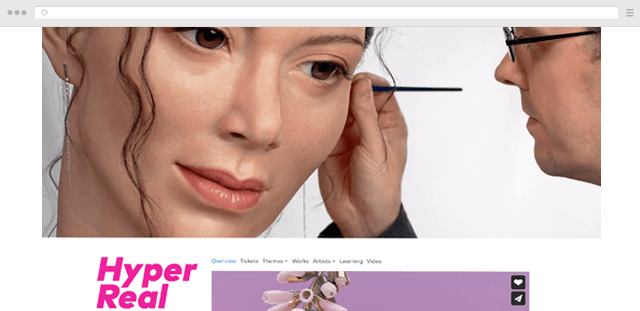 Screenshot of Hyper Real Exhibition web page