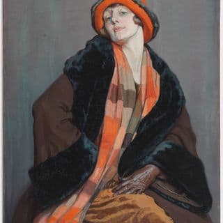 Painting of a woman in a 1920s outfit