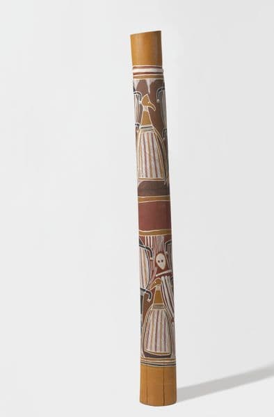 Traditional First Nations burial pole with geese imagery